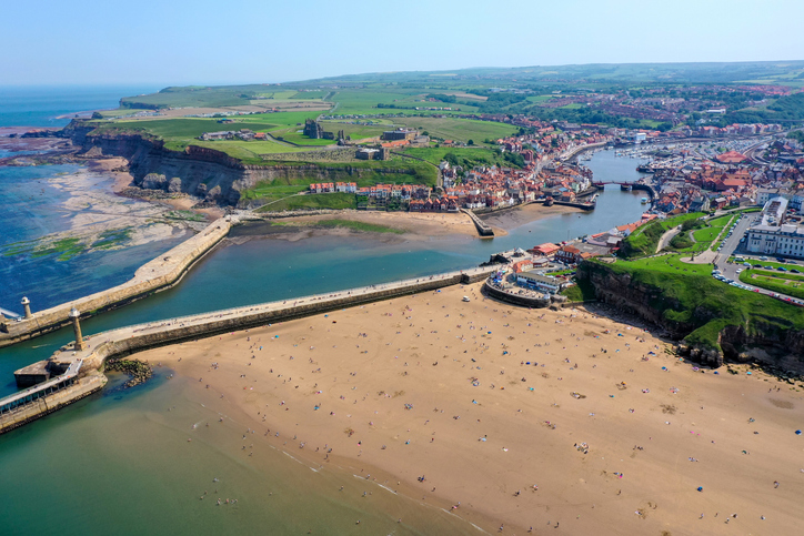Whitby beach on a sunny day